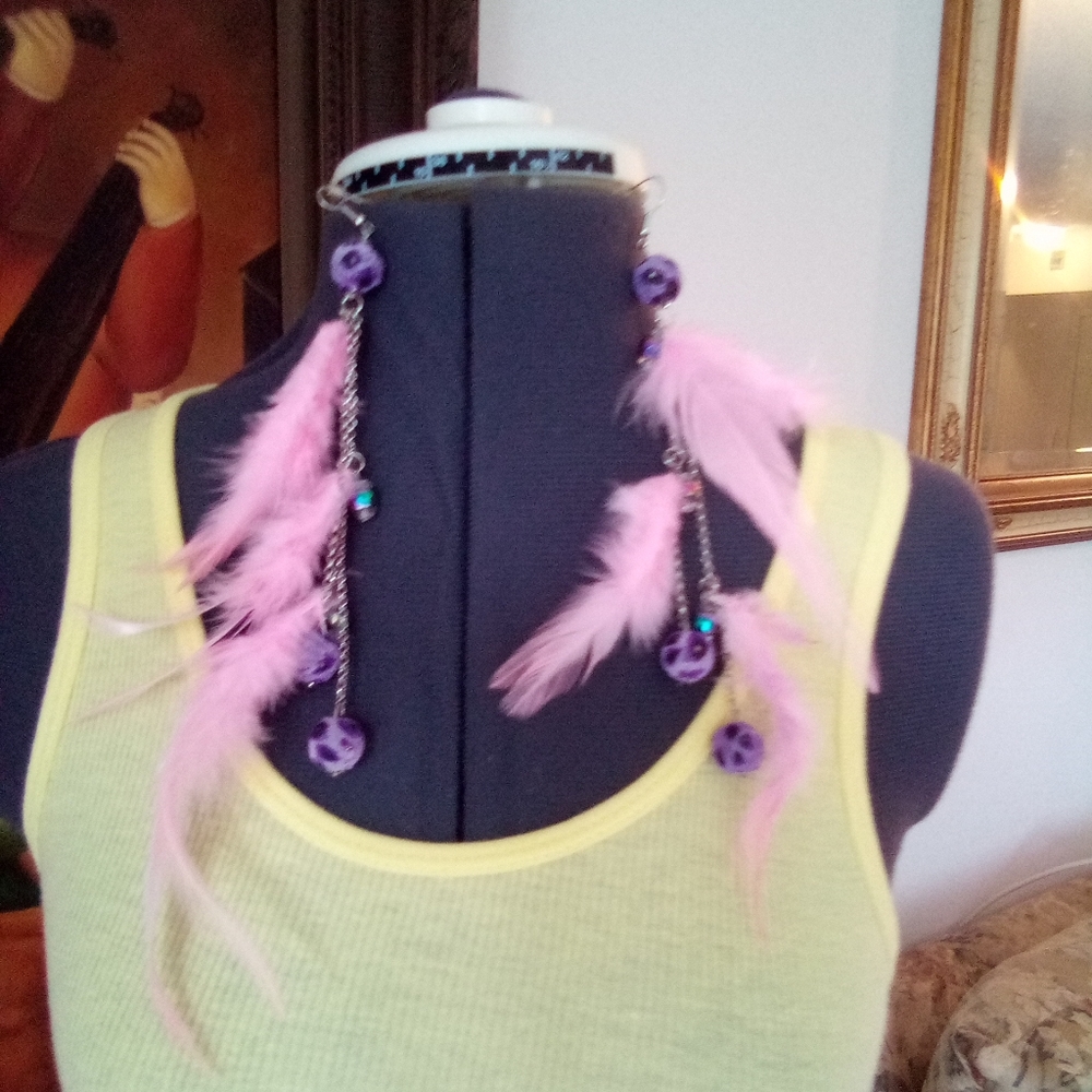 Beautiful Unique Feather Bead Earrings